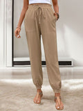 Perfee Tied Elastic Waist Pants with Pockets elegancydose