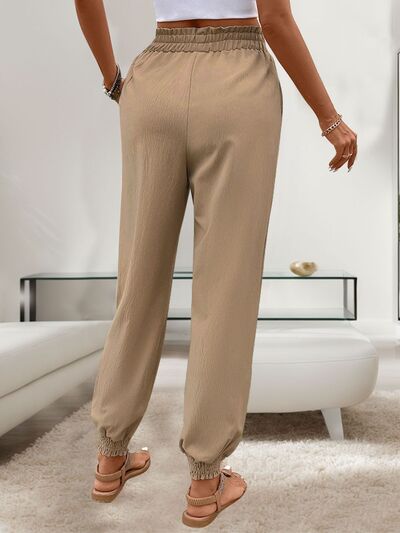 Perfee Tied Elastic Waist Pants with Pockets elegancydose