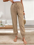 Perfee Tied Elastic Waist Pants with Pockets elegancydose