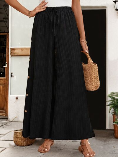 Perfee Tied Slit Wide Leg Pants elegancydose
