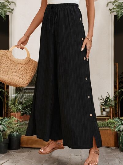 Perfee Tied Slit Wide Leg Pants elegancydose