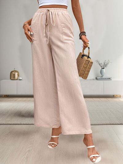 Perfee Tied Wide Leg Pants with Pockets elegancydose