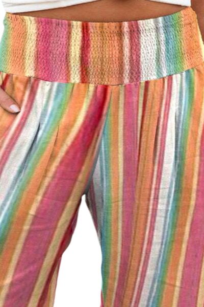 Plus Size Striped Wide Leg Pants elegancydose