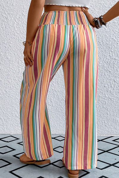 Plus Size Striped Wide Leg Pants elegancydose
