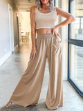 Pocketed Elastic Waist Wide Leg Pants elegancydose
