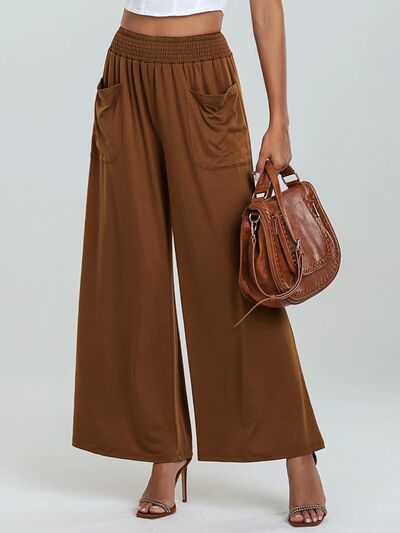 Pocketed Elastic Waist Wide Leg Pants elegancydose