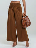 Pocketed Elastic Waist Wide Leg Pants elegancydose