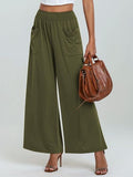 Pocketed Elastic Waist Wide Leg Pants elegancydose