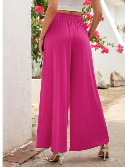Pocketed Elastic Waist Wide Leg Pants elegancydose
