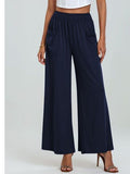 Pocketed Elastic Waist Wide Leg Pants elegancydose