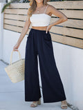 Pocketed Elastic Waist Wide Leg Pants elegancydose