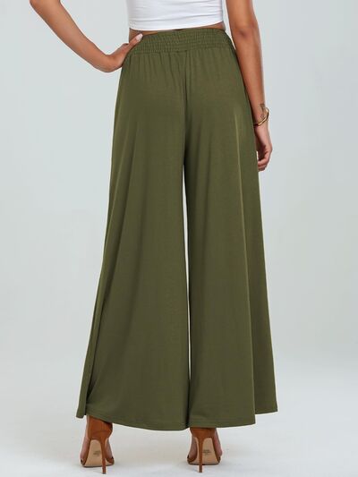 Pocketed Elastic Waist Wide Leg Pants elegancydose