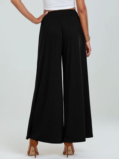 Pocketed Elastic Waist Wide Leg Pants elegancydose