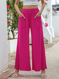 Pocketed Elastic Waist Wide Leg Pants elegancydose