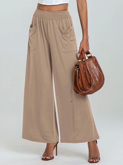 Pocketed Elastic Waist Wide Leg Pants elegancydose