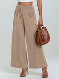 Pocketed Elastic Waist Wide Leg Pants elegancydose