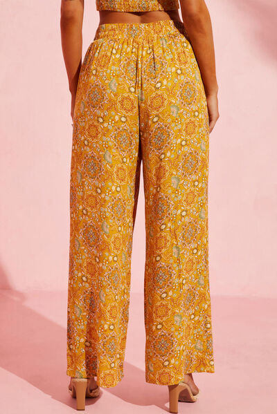Pocketed Floral Wide Leg Pants elegancydose