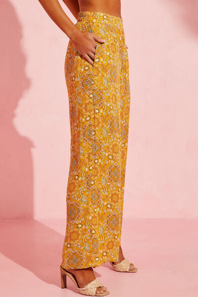 Pocketed Floral Wide Leg Pants elegancydose