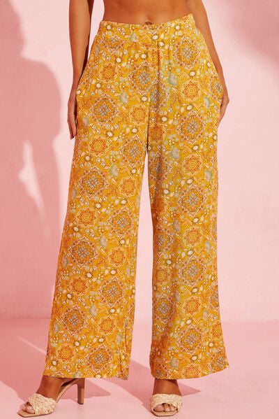 Pocketed Floral Wide Leg Pants elegancydose