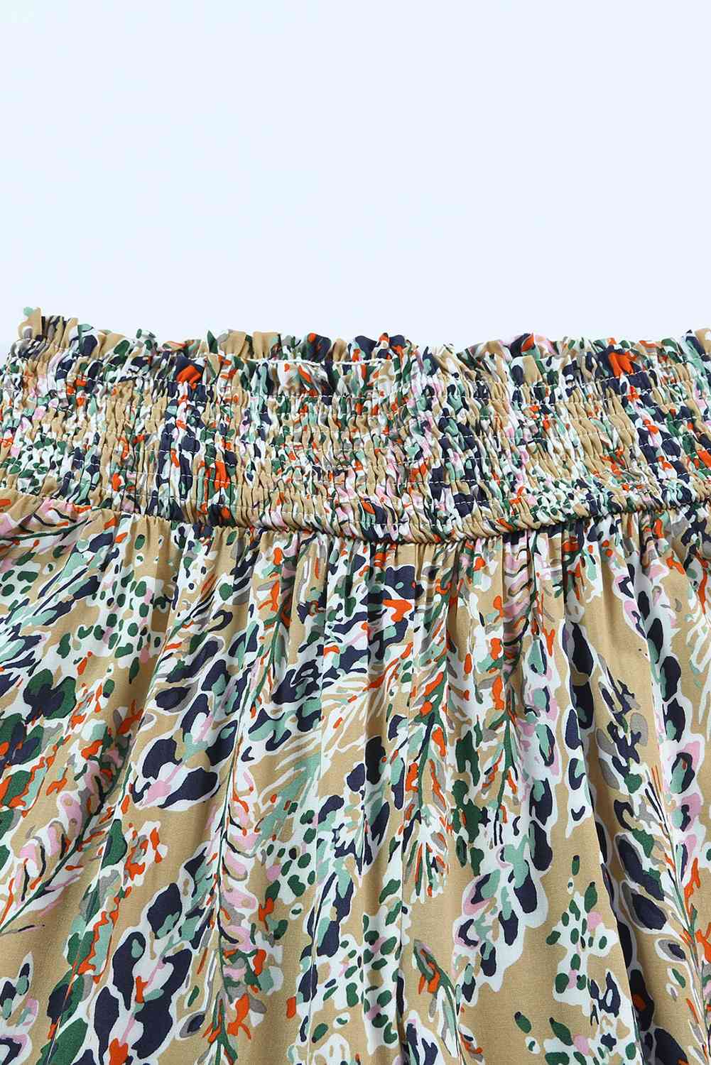 Printed Smocked Waist Wide Leg Pants elegancydose