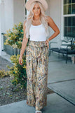 Printed Smocked Waist Wide Leg Pants elegancydose