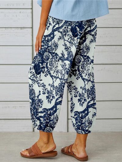 Printed Tied Cropped Pants elegancydose