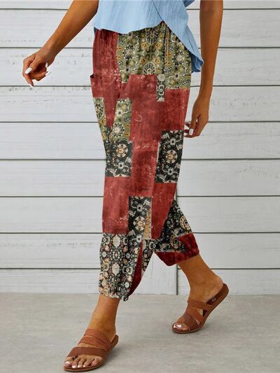 Printed Tied Cropped Pants elegancydose