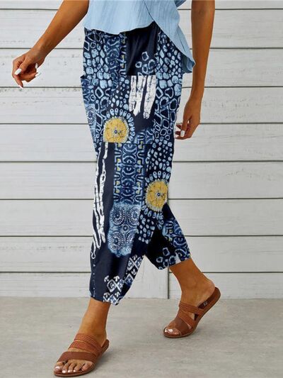 Printed Tied Cropped Pants elegancydose