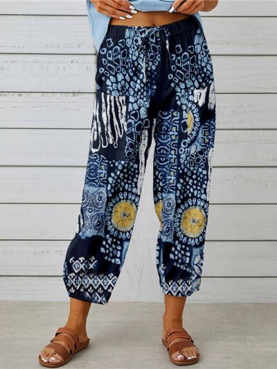 Printed Tied Cropped Pants elegancydose