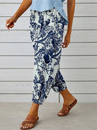Printed Tied Cropped Pants elegancydose