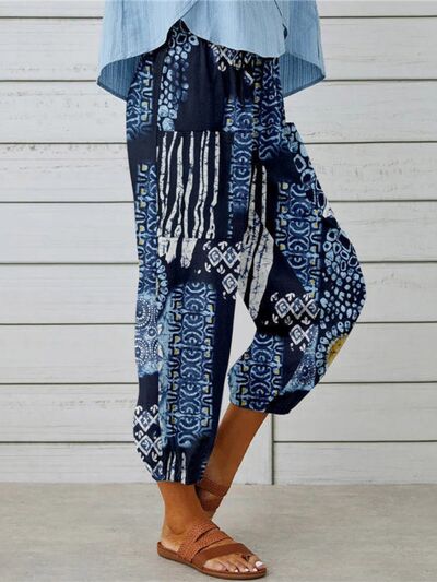 Printed Tied Cropped Pants elegancydose