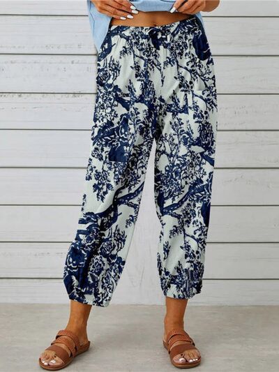 Printed Tied Cropped Pants elegancydose