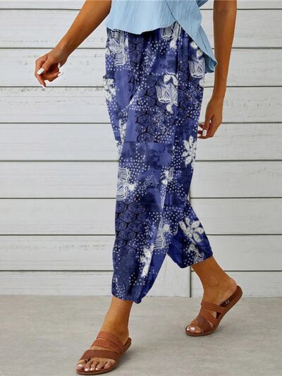 Printed Tied Cropped Pants elegancydose