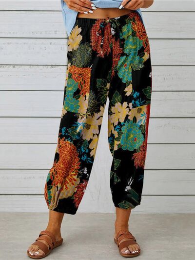 Printed Tied Cropped Pants elegancydose