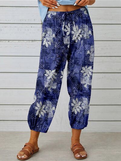 Printed Tied Cropped Pants elegancydose