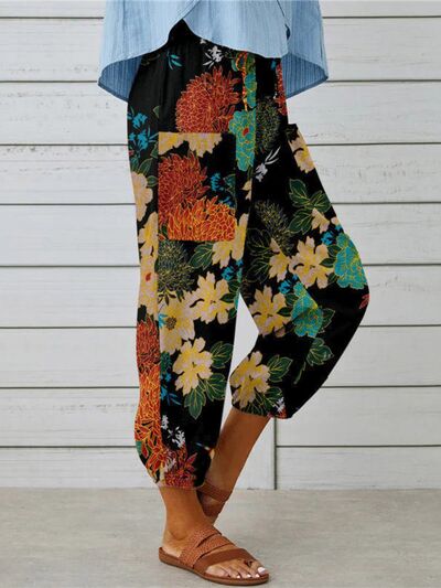 Printed Tied Cropped Pants elegancydose