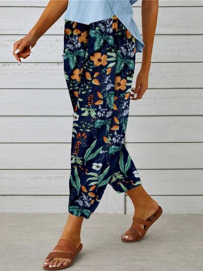 Printed Tied Cropped Pants elegancydose