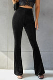 Ribbed High Waist Flare Pants elegancydose