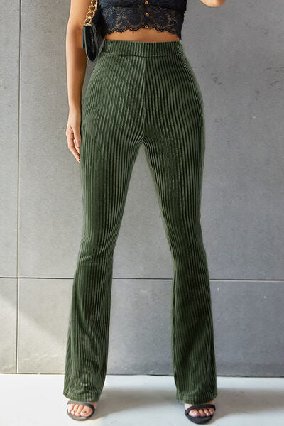 Ribbed High Waist Flare Pants elegancydose