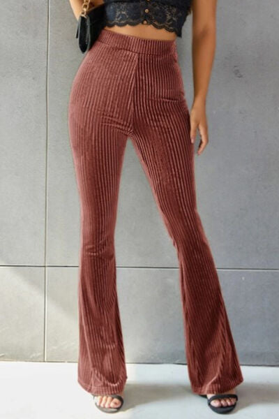 Ribbed High Waist Flare Pants elegancydose