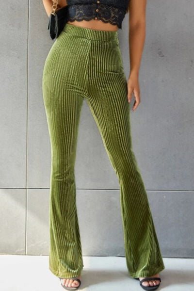 Ribbed High Waist Flare Pants elegancydose