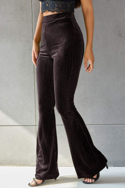 Ribbed High Waist Flare Pants elegancydose