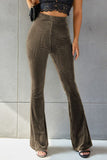 Ribbed High Waist Flare Pants elegancydose