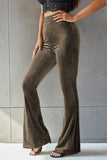 Ribbed High Waist Flare Pants elegancydose