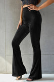 Ribbed High Waist Flare Pants elegancydose