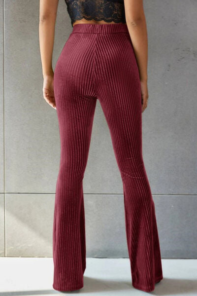 Ribbed High Waist Flare Pants elegancydose