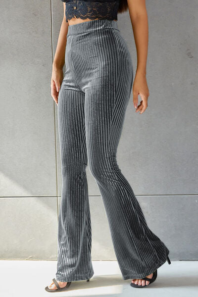 Ribbed High Waist Flare Pants elegancydose