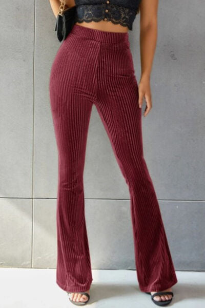 Ribbed High Waist Flare Pants elegancydose