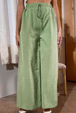 Shiny Side Slit Wide Leg Pants elegancydose