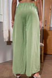 Shiny Side Slit Wide Leg Pants elegancydose